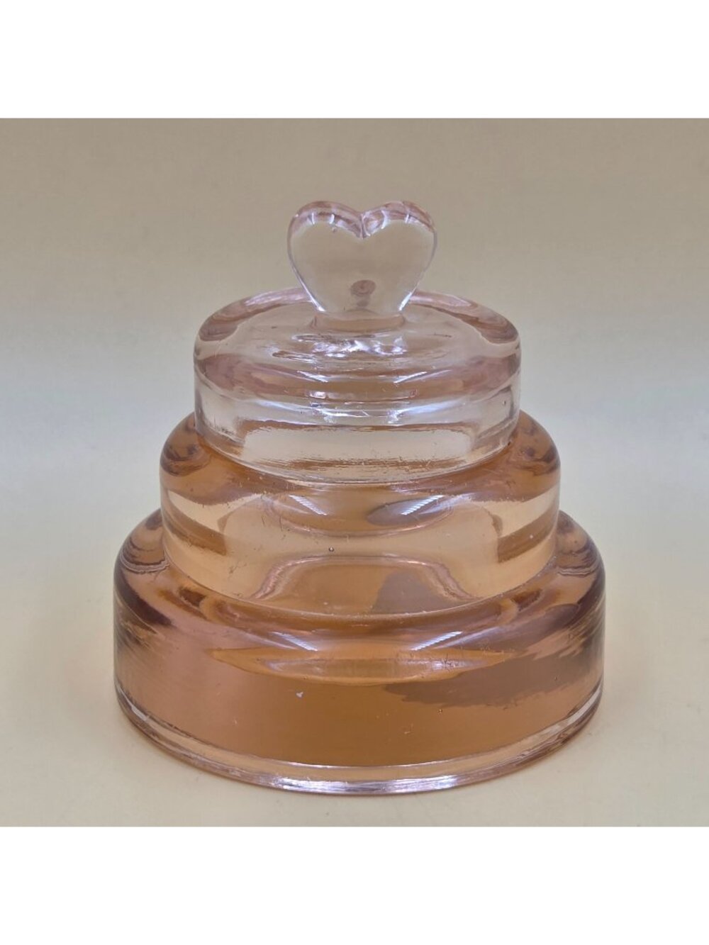 Square Nest Pink Glass Wedding Cake Trinket Box Heart Lid Candy Dish